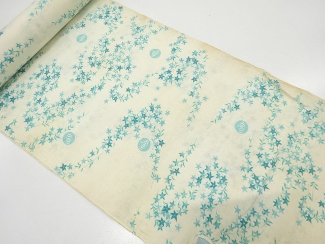 アンティーク　流水に花模様　浴衣地反物